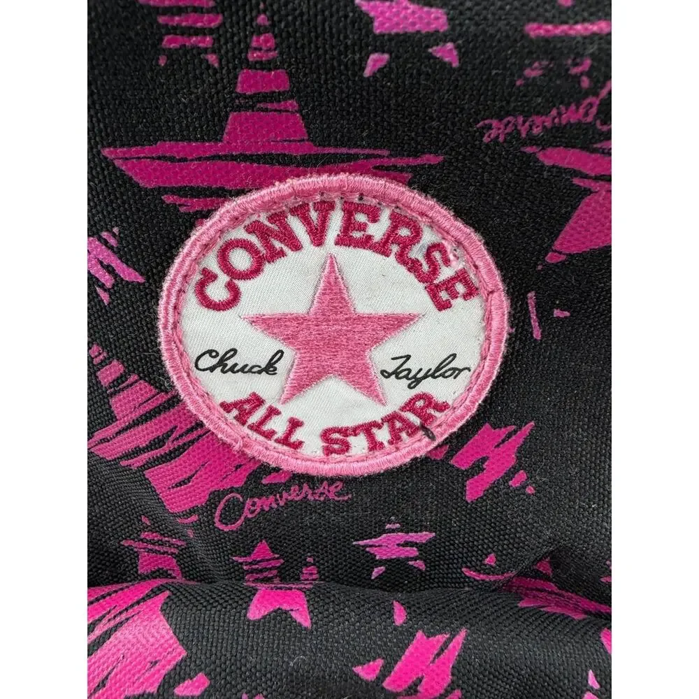 Converse All Star Black Pink Star Print Rolling Backpack Trolley School Bag